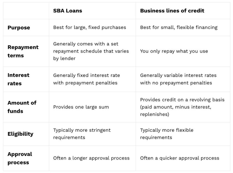 SBA loans vs. business lines of credit: Which is best for small businesses?