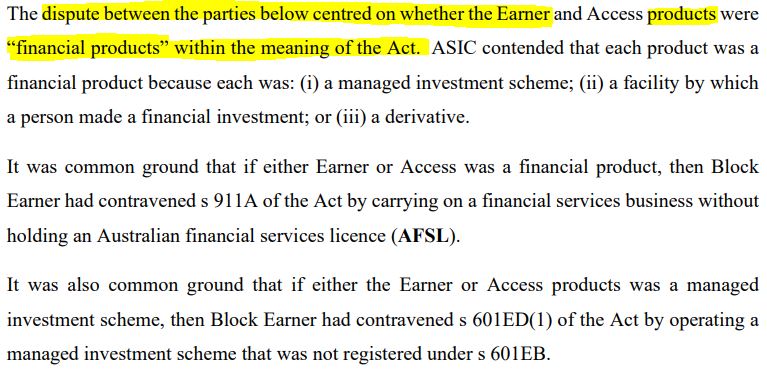 Australian regulator asks High Court to allow appeal in Block Earner case