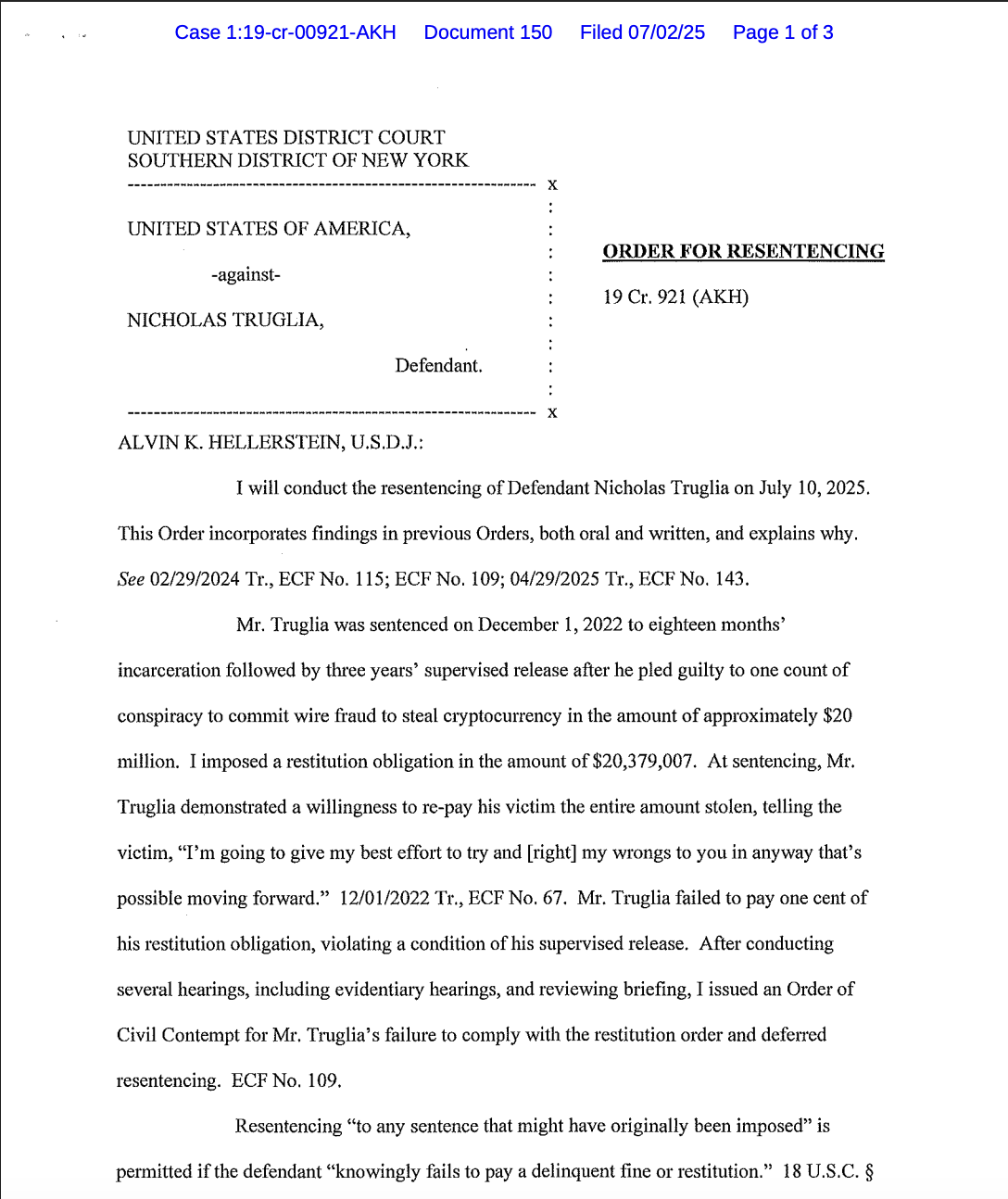 Crypto scammer gets 12 years after reneging on restitution deal